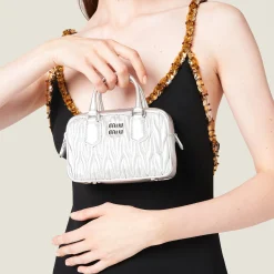 Silver Arcadie Matelassé Nappa Leather Mini-bag | Miu Miu