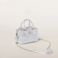 Silver Arcadie Matelassé Nappa Leather Mini-bag | Miu Miu