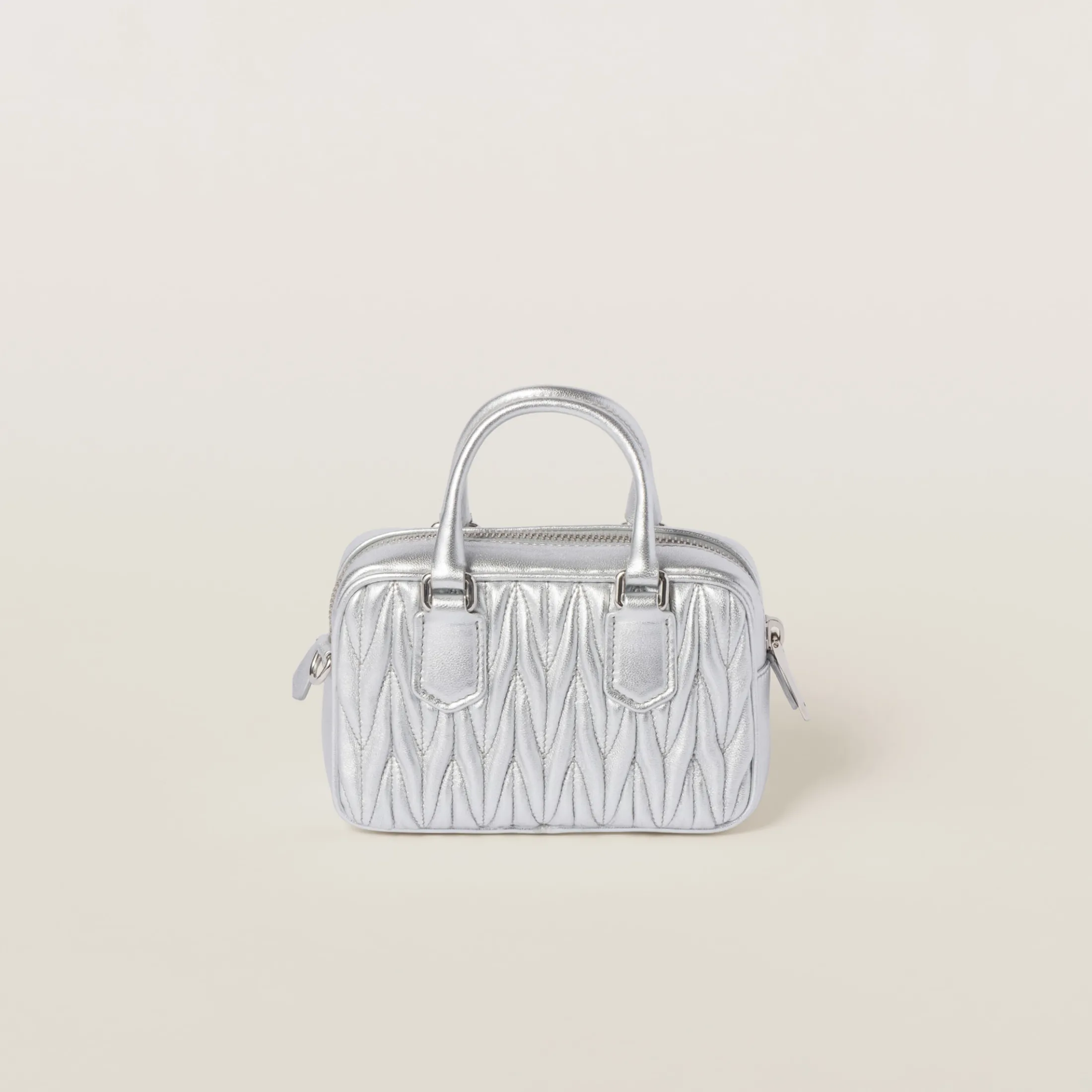 Silver Arcadie Matelassé Nappa Leather Mini-bag | Miu Miu