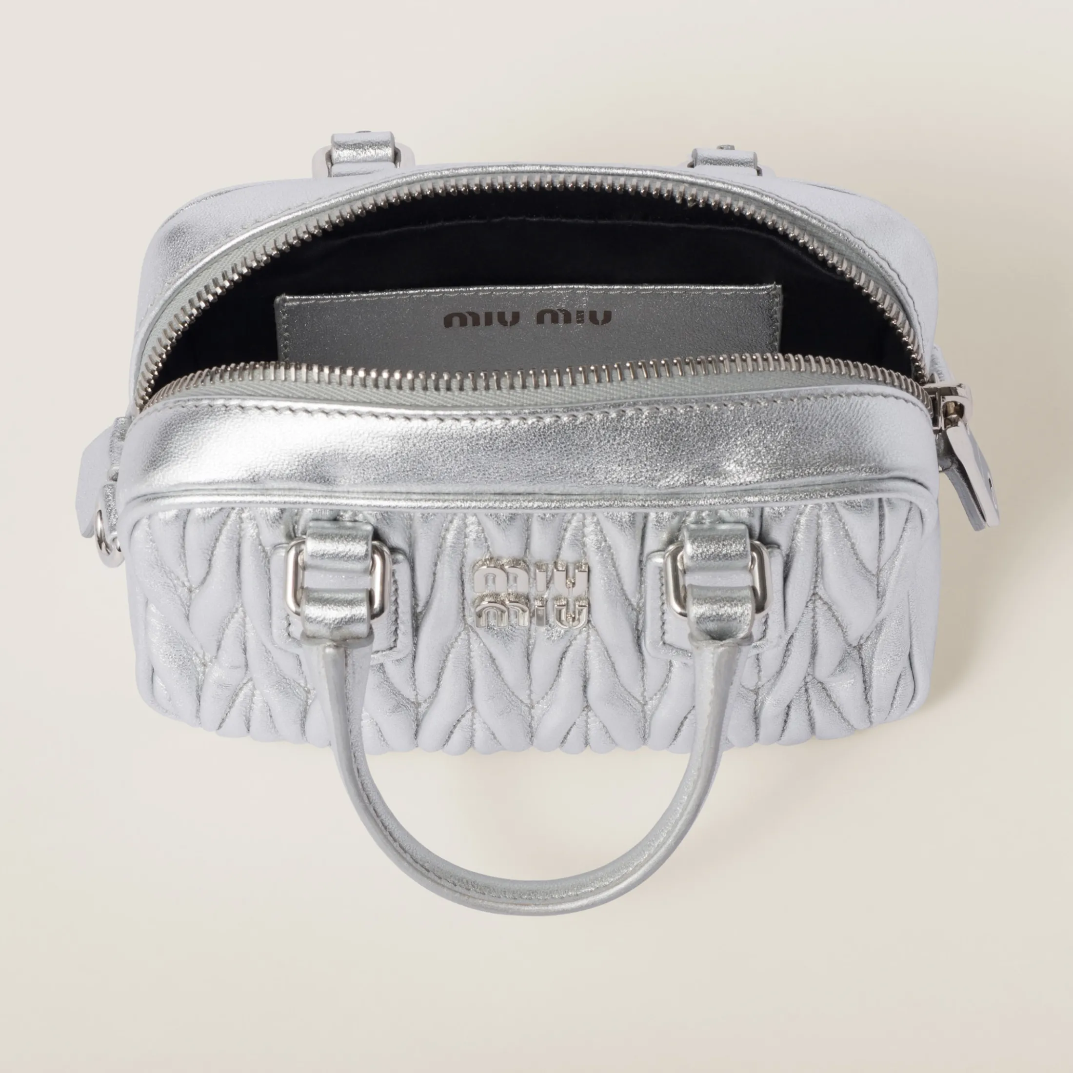Silver Arcadie Matelassé Nappa Leather Mini-bag | Miu Miu