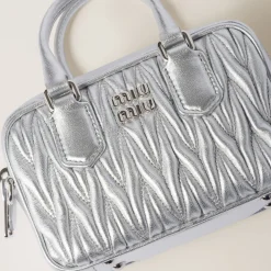 Silver Arcadie Matelassé Nappa Leather Mini-bag | Miu Miu