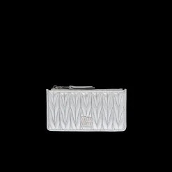 Silver Matelassé Nappa Leather Envelope Wallet | Miu Miu