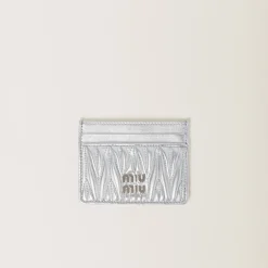 Silver Matelassé Nappa Leather Card Holder | Miu Miu