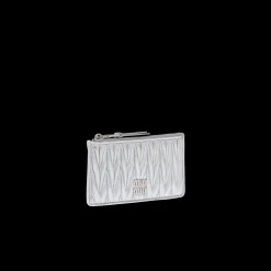 Silver Matelassé Nappa Leather Envelope Wallet | Miu Miu