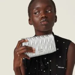 Silver Matelassé Nappa Leather Mini-bag | Miu Miu