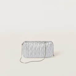 Silver Matelassé Nappa Leather Mini-bag | Miu Miu