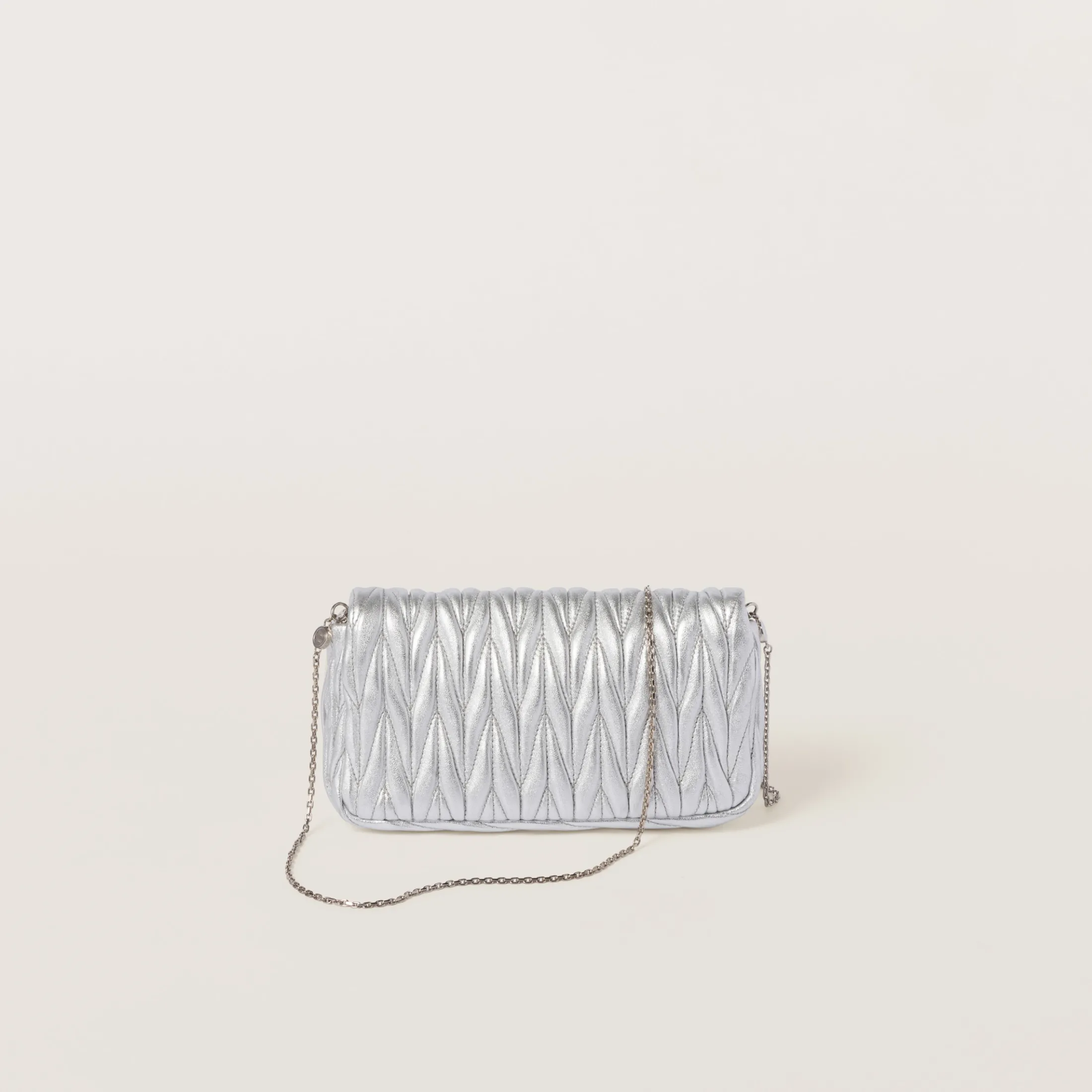Silver Matelassé Nappa Leather Mini-bag | Miu Miu