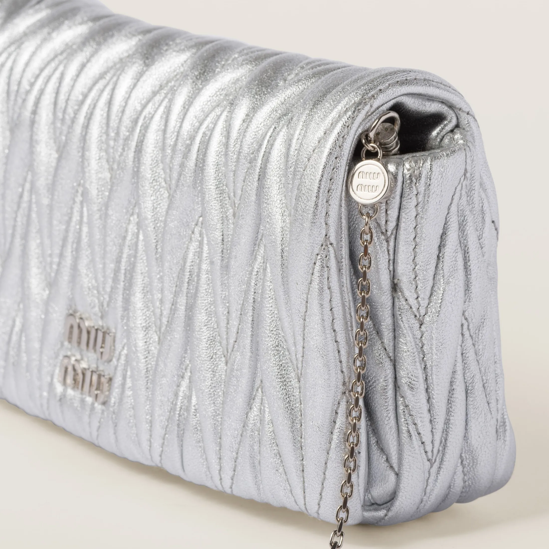 Silver Matelassé Nappa Leather Mini-bag | Miu Miu