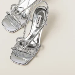 Silver Metallic Leather Sandals | Miu Miu