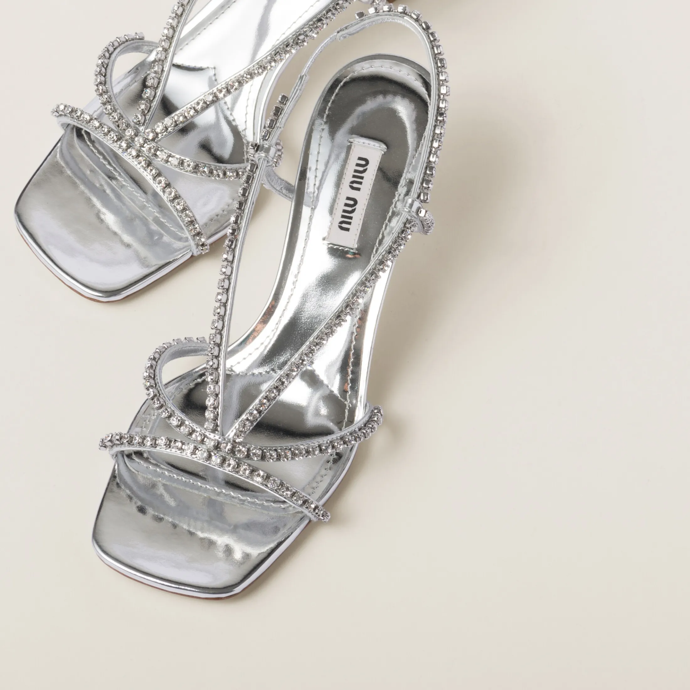 Silver Metallic Leather Sandals | Miu Miu