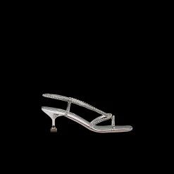 Silver Metallic Technical Fabric Sandals | Miu Miu