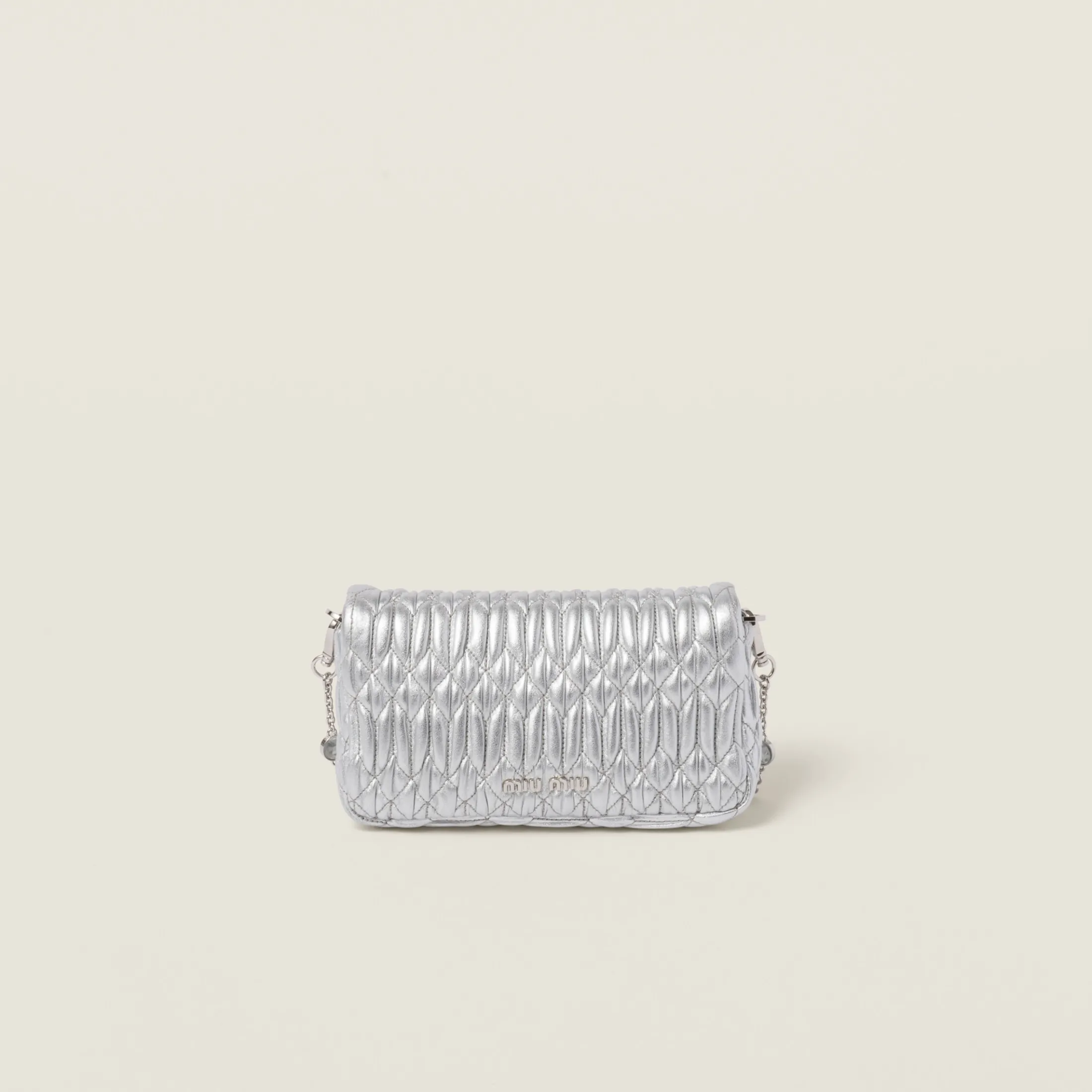 Silver Miu Crystal Nappa Leather And Crystal Mini-bag | Miu Miu