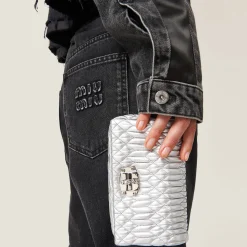 Silver Miu Crystal Nappa Leather And Crystal Mini-bag | Miu Miu