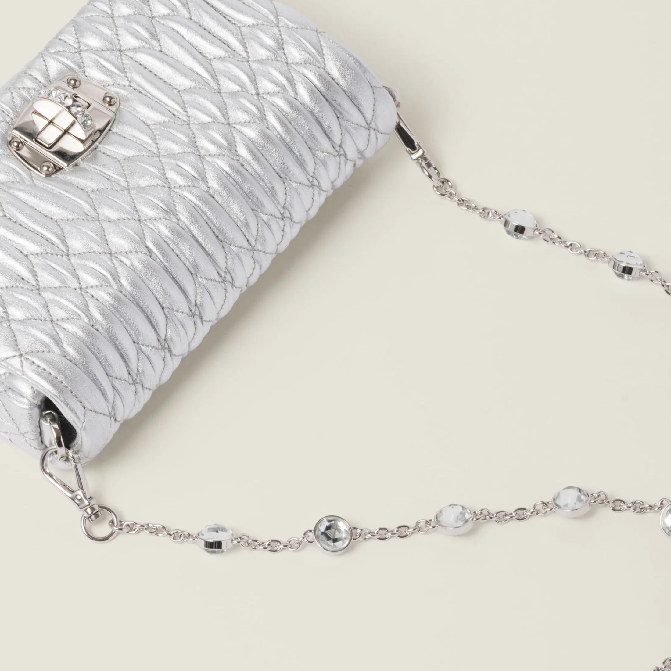 Silver Miu Crystal Nappa Leather And Crystal Mini-bag | Miu Miu