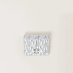 Silver Small Matelassé Nappa Leather Wallet | Miu Miu