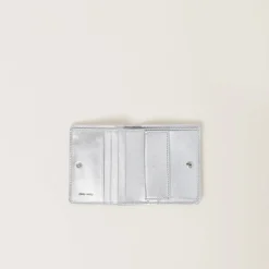 Silver Small Matelassé Nappa Leather Wallet | Miu Miu