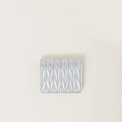 Silver Small Matelassé Nappa Leather Wallet | Miu Miu