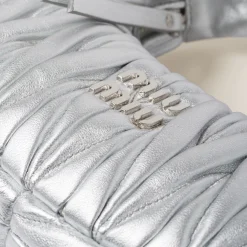 Silver Wander Matelassé Nappa Leather Hobo Mini-bag | Miu Miu