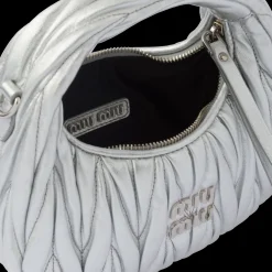 Silver Wander Matelassé Nappa Leather Hobo Mini-bag | Miu Miu