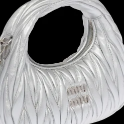 Silver Wander Matelassé Nappa Leather Hobo Mini-bag | Miu Miu