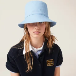 Sky Blue/white Drill Bucket Hat | Miu Miu
