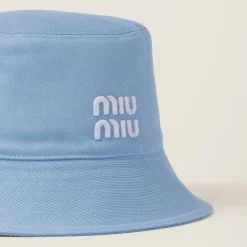 Sky Blue/white Drill Bucket Hat | Miu Miu