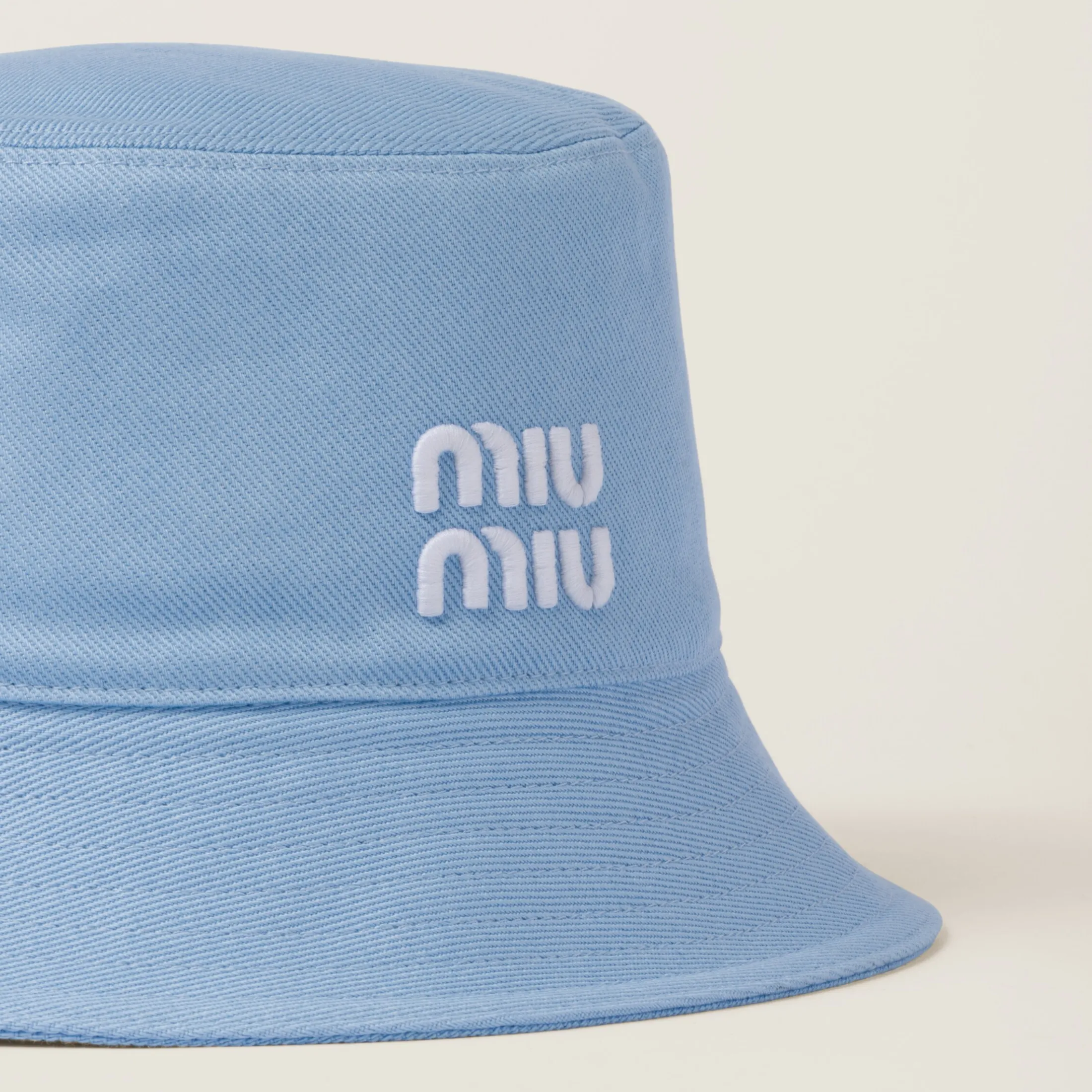Sky Blue/white Drill Bucket Hat | Miu Miu