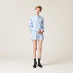 Sky Blue/white Jacquard Pongé Boxer Shorts | Miu Miu