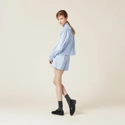 Sky Blue/white Jacquard Pongé Boxer Shorts | Miu Miu