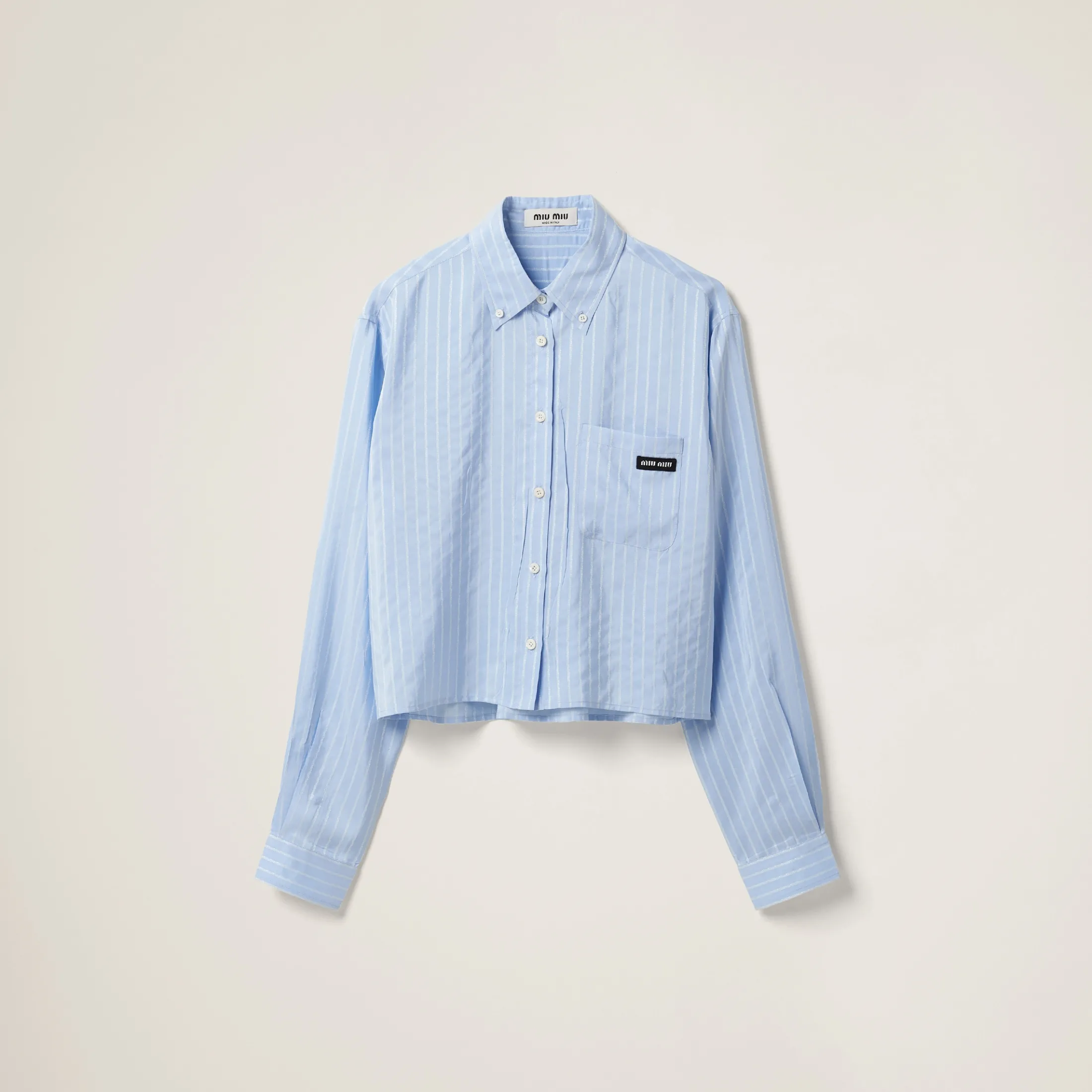 Sky Blue/white Pongé Shirt | Miu Miu