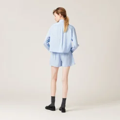 Sky Blue/white Pongé Shirt | Miu Miu