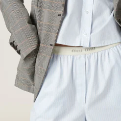 Sky Blue/white Striped Boxer Shorts | Miu Miu
