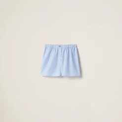 Sky Blue/white Striped Cotton Boxer Shorts | Miu Miu