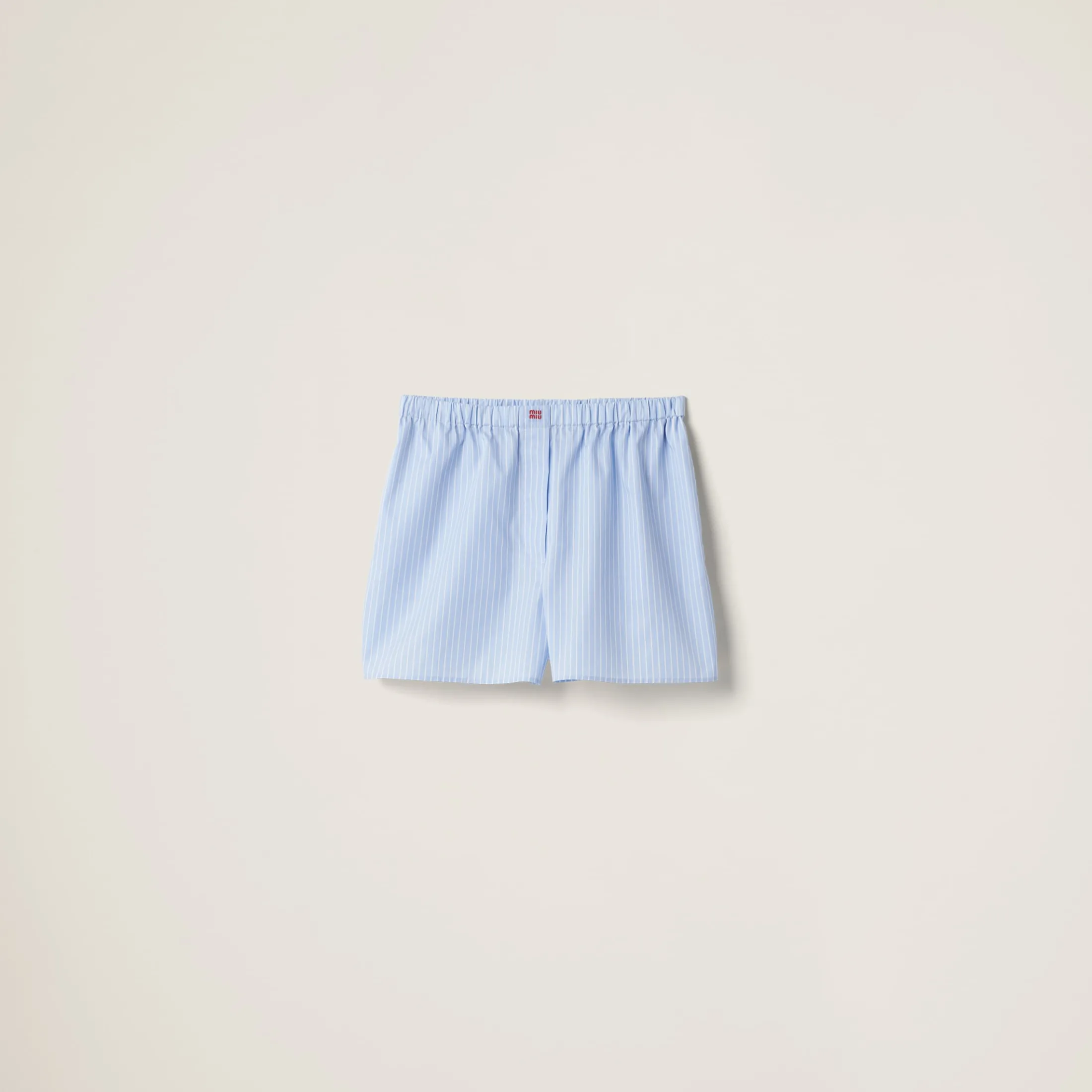 Sky Blue/white Striped Cotton Boxer Shorts | Miu Miu