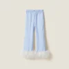 Sky Blue/white Striped Cotton Pajama Pants | Miu Miu