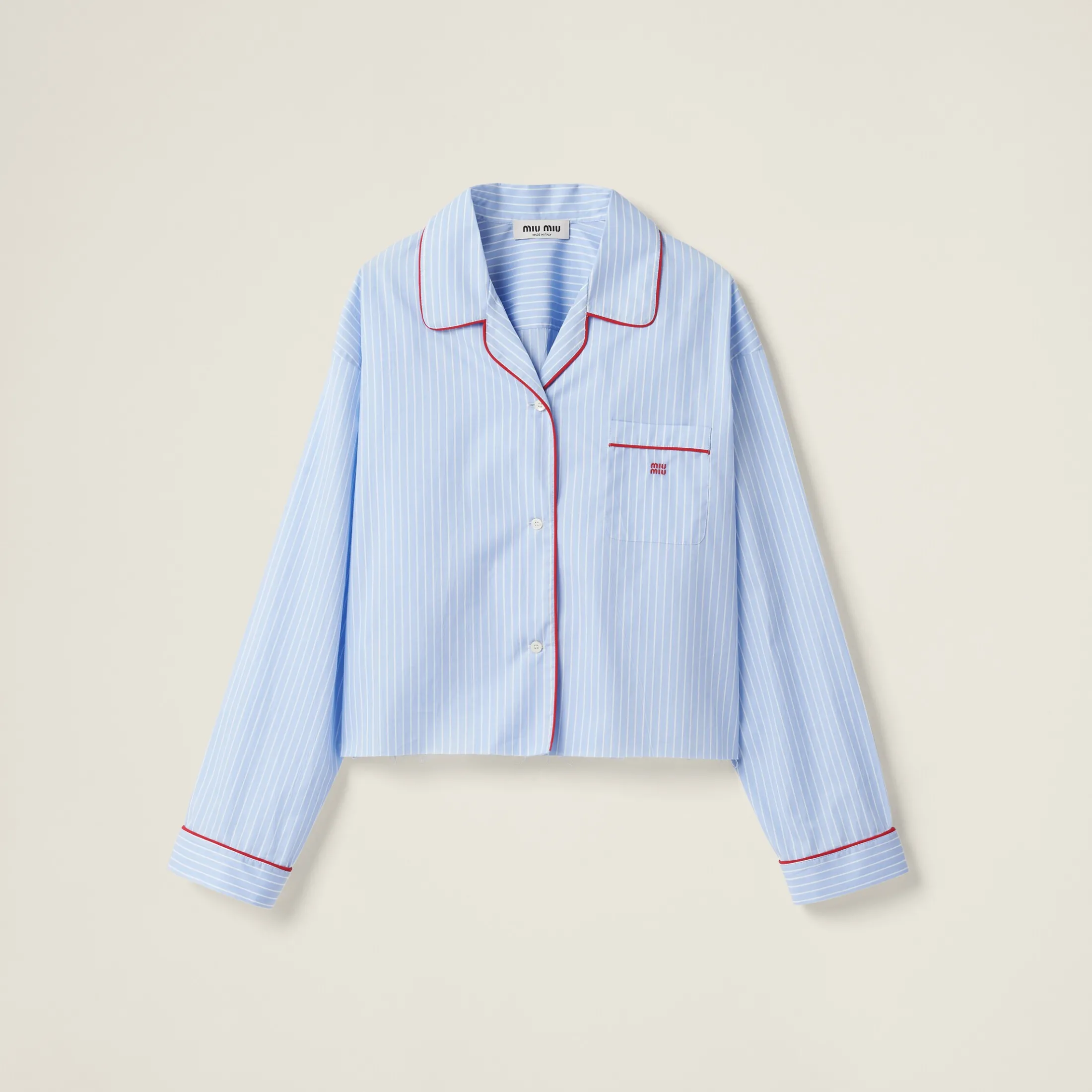 Sky Blue/white Striped Cotton Shirt | Miu Miu