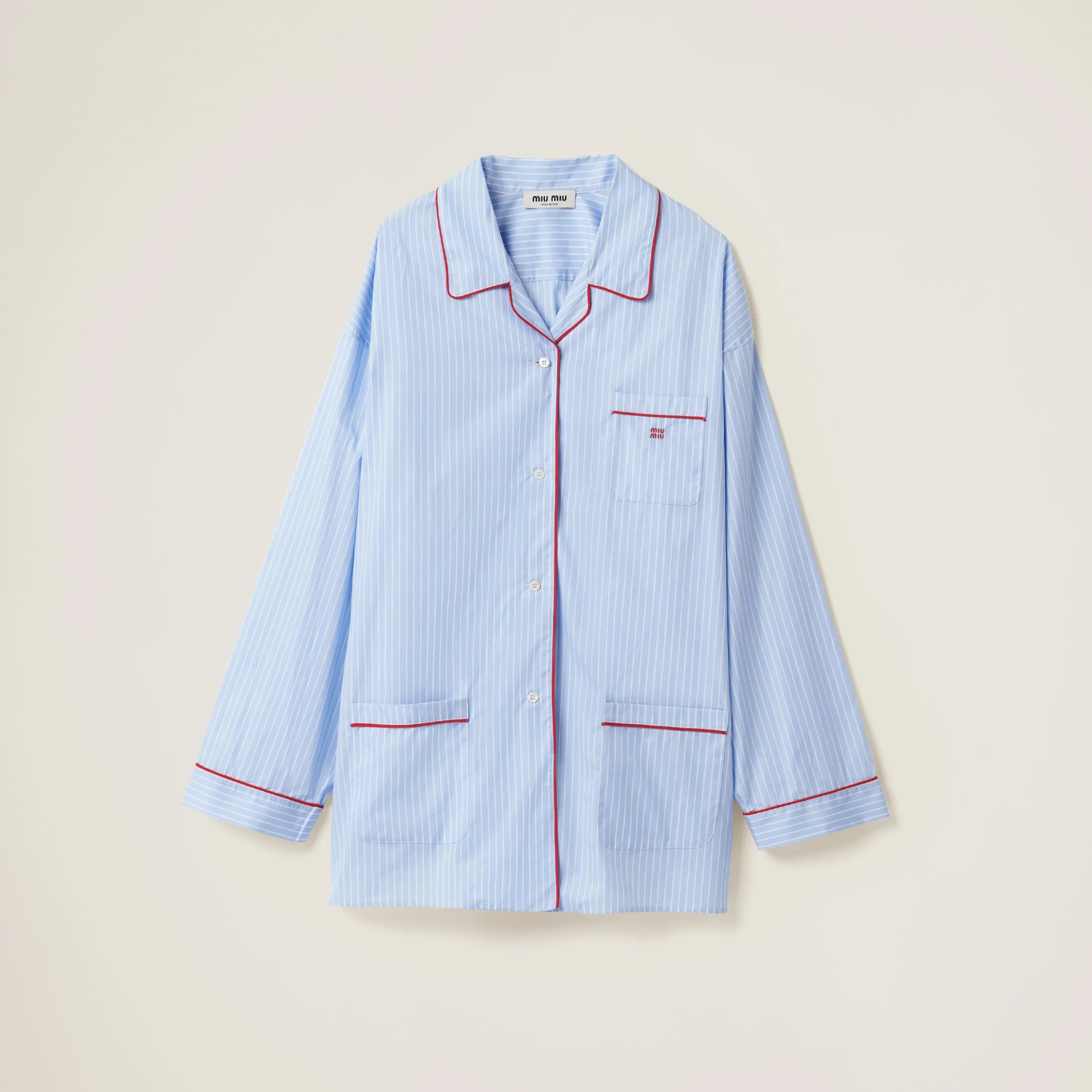 Sky Blue/white Striped Cotton Shirt | Miu Miu