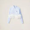 Sky Blue/white Striped Cotton Pajama Shirt | Miu Miu