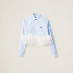 Sky Blue/white Striped Cotton Pajama Shirt | Miu Miu