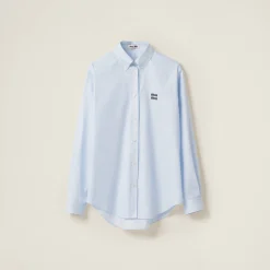 Sky Blue/white Striped Cotton Shirt | Miu Miu