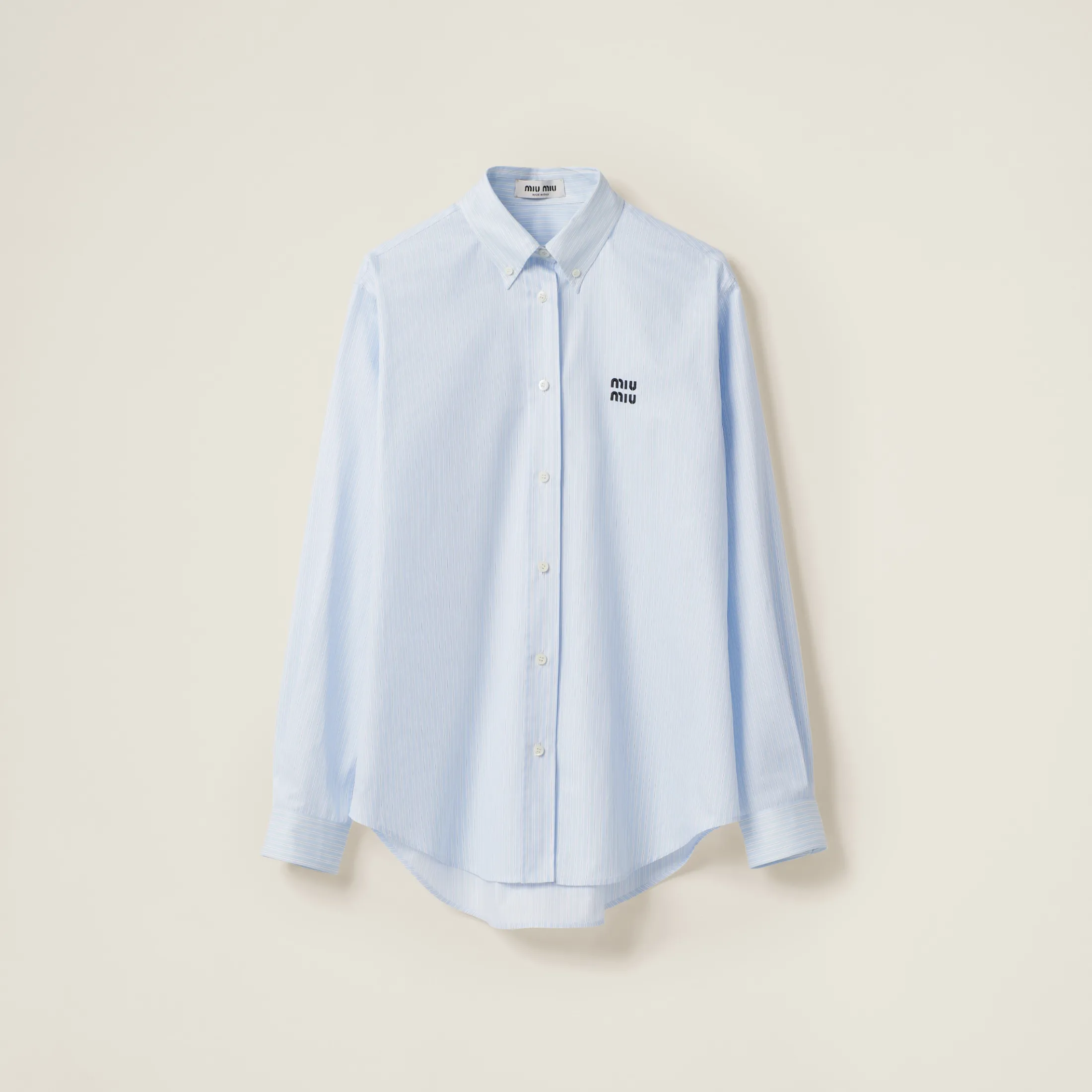 Sky Blue/white Striped Cotton Shirt | Miu Miu