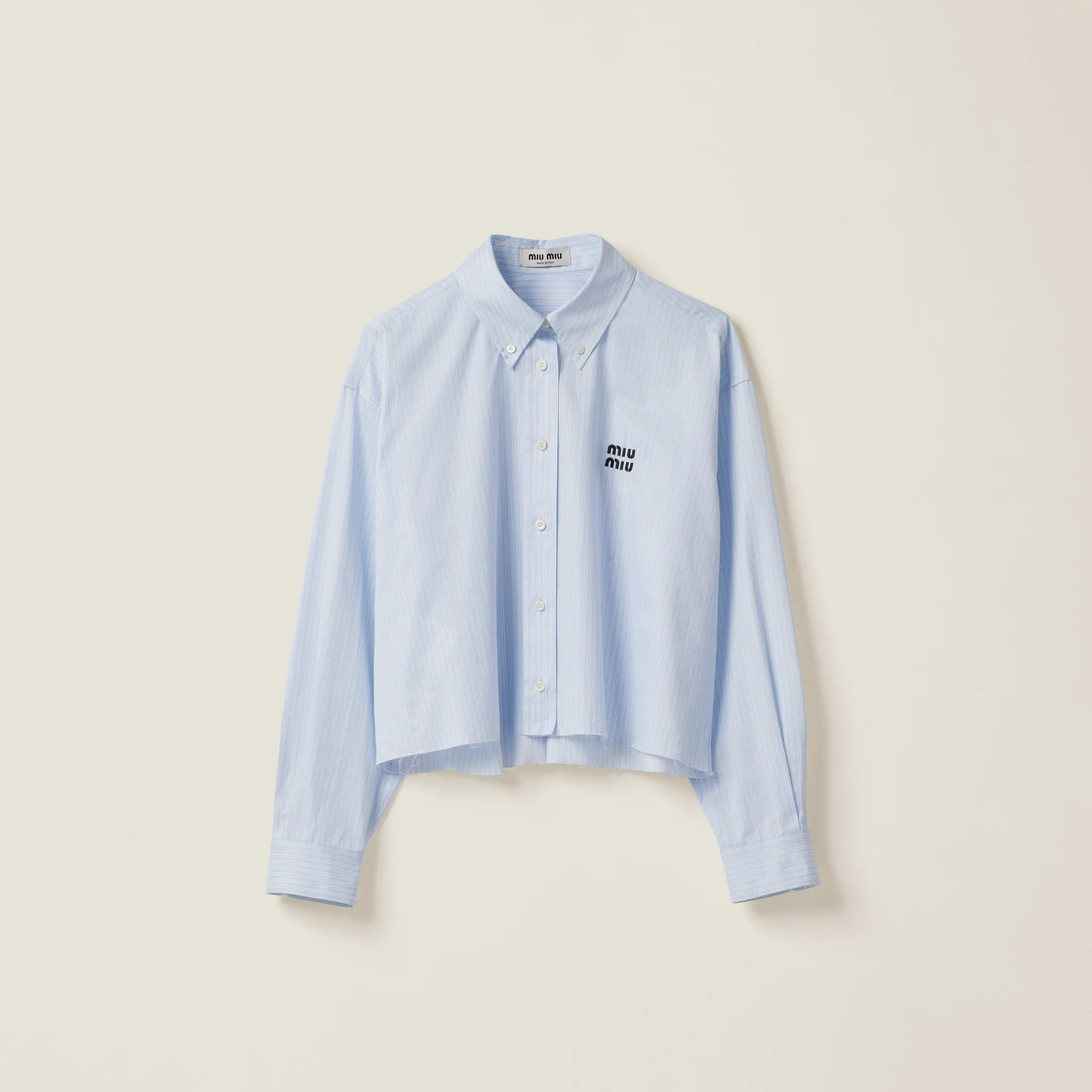 Sky Blue/white Striped Cotton Shirt | Miu Miu