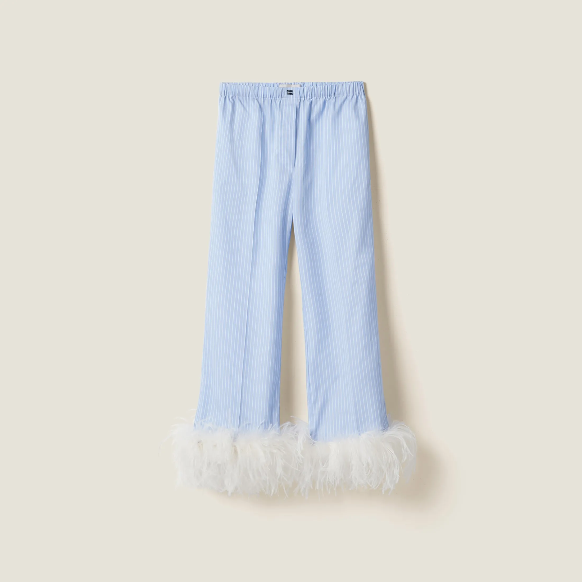 Sky Blue/white Striped Cotton Pajama Pants | Miu Miu