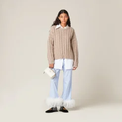 Sky Blue/white Striped Cotton Pajama Pants | Miu Miu