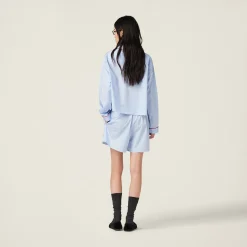 Sky Blue/white Striped Cotton Shirt | Miu Miu