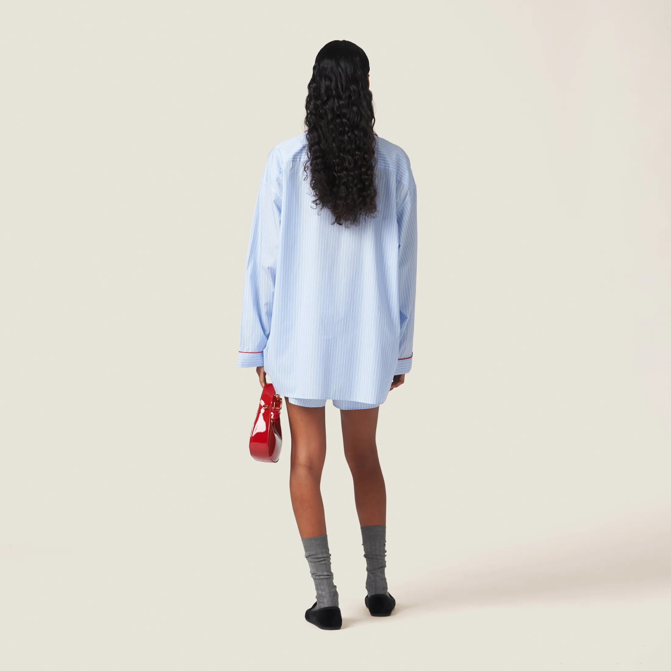 Sky Blue/white Striped Cotton Shirt | Miu Miu