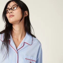 Sky Blue/white Striped Cotton Shirt | Miu Miu