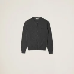 Slate Gray Cashmere Knit Cardigan | Miu Miu