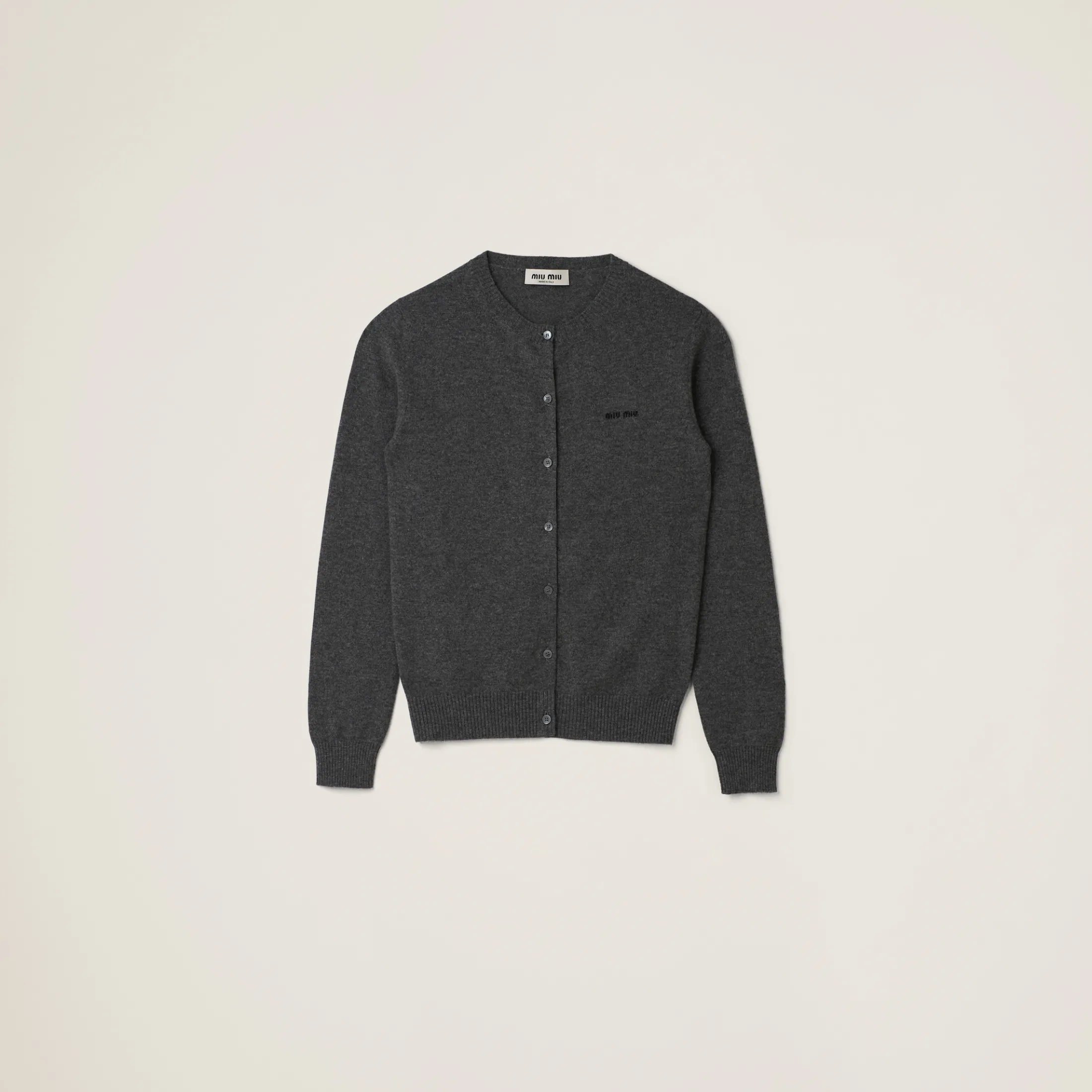 Slate Gray Cashmere Knit Cardigan | Miu Miu