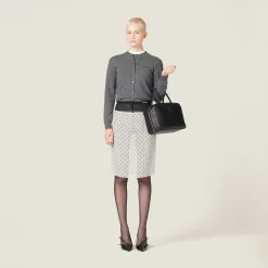 Slate Gray Cashmere Knit Cardigan | Miu Miu